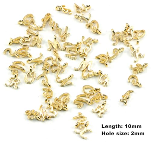 Alphabet Letter Charms,Mini A-Z Alphabet Charm Pendant Bead for DIY Personalized Jewelry Making Findings(4 sets/104pcs) - color: Golden