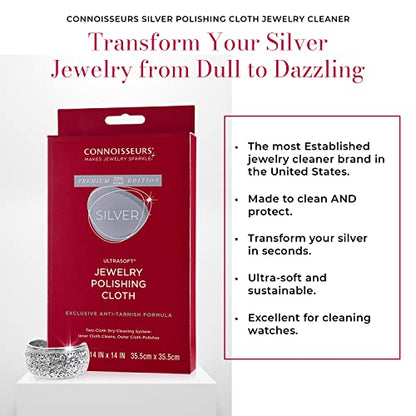 CONNOISSEURS - Extra Large Polishing Cloth - 14x14 Inches | Premium Edition - for Silver Jewelry - Ultrasoft Fabric with Anti-Tarnish Formula - style: 14 x 14 Inches - Silver