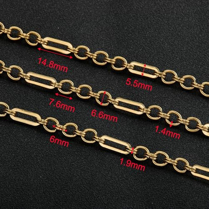 UMAOKANG Gold Plated Stainless Steel Paperclip Chain for Jewelry Making | 2 Meters PVD Gold Plating Jewelry Making Chains Bulk Necklace Bracelet DIY Supplies Findings - color: Paperclip (Gold)