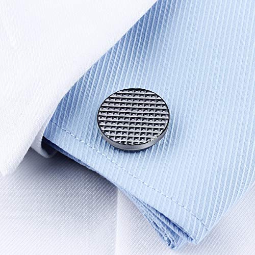 HAWSON Silver/Gold Cufflinks for Men with Tuxedo Shirt Studs,Men Accessories Jewelry with Gift Box,Gifts for Family,Best Friend on Wedding Business Birthday Anniversary - color: Gunmetal ( Cufflinks with 6 pcs studs)