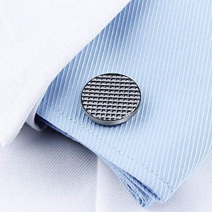 HAWSON Silver/Gold Cufflinks for Men with Tuxedo Shirt Studs,Men Accessories Jewelry with Gift Box,Gifts for Family,Best Friend on Wedding Business Birthday Anniversary - color: Gunmetal ( Cufflinks with 6 pcs studs)