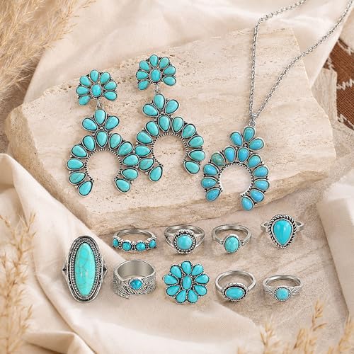 Western Turquoise Jewelry Set for Women | Necklace Earrings Bracelet Set for Cowgirl Party Country Concert Outfit
