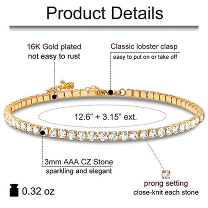 Zealmer 18K Yellow Gold Plated 1-5 Rows Rhinestone Choker Necklace & Stretch Bracelets Set Wedding Jewelry - style: 1 Row