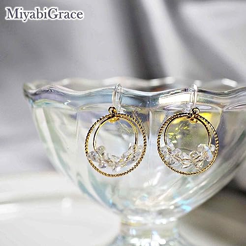 Dangle Silver Invisible Clip On Earrings for Women Not Pierced Gold Crystal Rhinestone Comfortable Hoop Fringe Long Chain Clip On Earrings - color: Hoop Gold