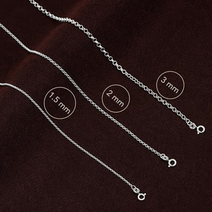 LeCalla 925 Sterling Silver Italian Jewelry Trendy Gift 1.5 MM, 2 MM, 3 MM Rolo Link Chain Necklace for Teen Women and Men with Spring Ring Clasp (16, 18, 20, 24 Inches) - size: Length 16 Inches, style: 2 MM