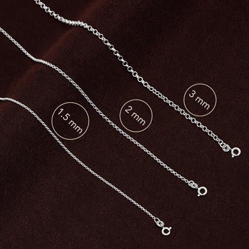 LeCalla 925 Sterling Silver Italian Jewelry Trendy Gift 1.5 MM, 2 MM, 3 MM Rolo Link Chain Necklace for Teen Women and Men with Spring Ring Clasp (16, 18, 20, 24 Inches) - size: Length 24 Inches, style: 3 MM
