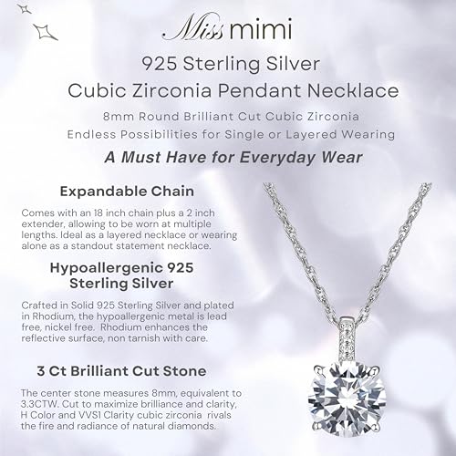 925 Sterling Silver Cubic Zirconia Necklace and Earrings Set for Women, Heart, Cushion, Round, Emerald Cut CZ, Solitaire Bezel Jewelry Set, CZ Bridal Jewelry Set, Bridesmaid Gift - style: Round Cut