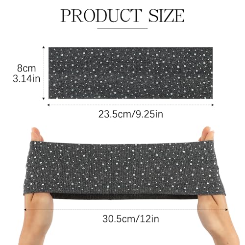 7 Pcs Rhinestone Wide Headbands for Women Non Slip, Elastic Head Wraps for Adult Daily Outfits, Casual Looks & Gatherings
