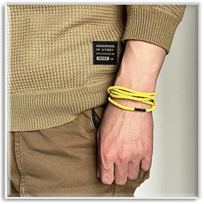 Xusamss Fashion Alloy Buckle Multilayer Leather Wrap Cuff Bracelet,7.5inches - color: Yellow
