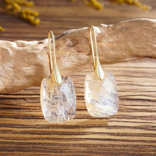 Boho Multiple Style Natural Stone Earrings for Women Unique Healing Gemstone Energy Hypoallergenic Lightweight Dangle Drop Earrings Multiple Styles Earrings Jewelry for Birthday Party Gift - style: Citrine-Gold Hook