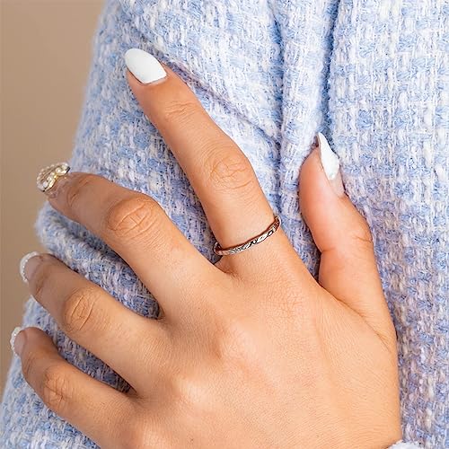 MILACOLATO S925 Sterling Silver Thumb Rings for Women Men Hammered Ring | 18K White Gold Plated Thin Plain Pinky Stackable Statement Band Ring, High Polished Hammered Rings Comfort Fit Size 6 to 11
