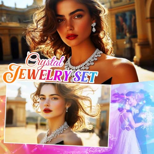 Rhinestone Bridal Wedding Jewelry Sets Gold Necklace Earrings Set Leaf Prom Formal Costume Jewelry Set for Women and Brides - color: Silver