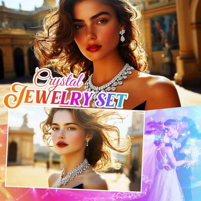 Black Jewelry Sets Rhinestone Necklace Hoop Earrings Bracelet Set Prom Formal Sparkly Costume Jewelry Sets for Women - color: Silver