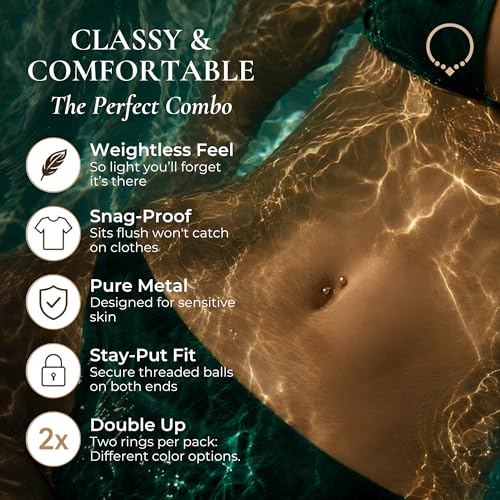 Forbidden Body Jewelry Surgical Steel Petite Belly Button Rings Curved Navel Barbell Set 14G 5/16 Inch 3mm End Balls - style: Rose Gold/Black