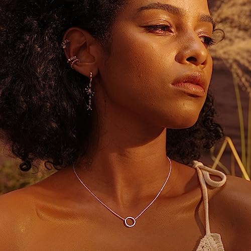 Fettero Pendant Necklace Gold Choker Layered Coin Open Karma Circle Full New Crescent Moon 14K Gold Plated Simple Dainty Necklaces for Women Jewelry Gift - style: Karma Circle Gold