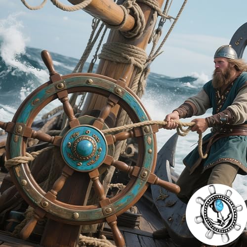 Stainless Steel Gothic Y2K Punk Rock Emo Biker Pendant Necklace | Cosplay Vintage Viking Alt Edgy Fashion Charm Necklace Jewelry for Men Women Active Daily Wear - style: Turquoise Ship Rudder Anchor