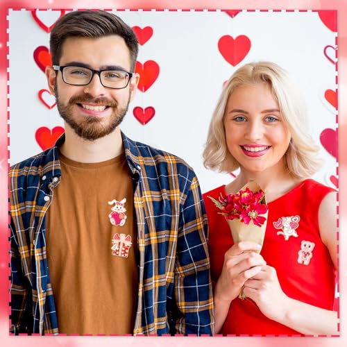 15 Pcs Valentine's Pins, Valentine's Day Lapel Pins Love Heart Enamel Backpack Brooch Badge Pin for Clothes Bags Hats Accessories Party Favors Gifts - style: Valentine's Pin