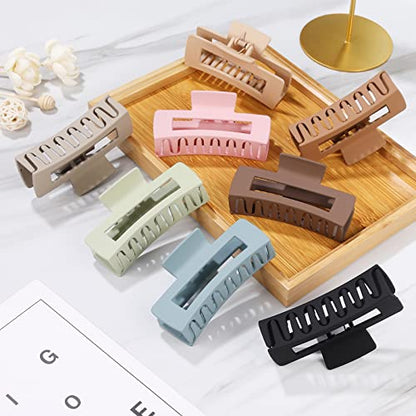 Mandydov 8 Pcs Large Hair Claw Clips 4.1 Inch Non-slip Big Square Matte Claws for Women, Strong Hold Banana Clips for Thick Thin Hair - color: Candy