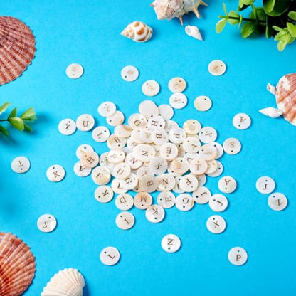Craftdady 104pcs Flat Round Shell Letter Alphabet Pendants Freshwater Shell with A-Z Initial Capital Letter Circle Charms 11.5mm for DIY Name Bracelets Necklaces Earrings Making - color: Golden Letter