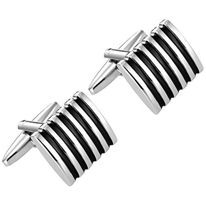 Urban Jewelry Mens Stainless Steel Nautical Knot Cufflinks Formal Wear | Nautical Cufflinks Stainless Steel Rust Resistant Finish Formal Wear Essential Business Style Essential Design - color: Black Enamel Striped