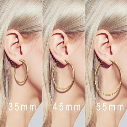 SPOINT Gold Hoop Earrings for Women 14K Gold Hoop Earrings for Women | 14K Gold Earrings for Women Lightweight Large Gold Hoop Earrings Hypoallergenic Gold Hoops Earring for Women 35/45/55mm