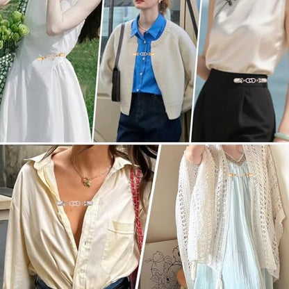 2 PCS Waist Cincher Clips Dress Clips Back Cinch for Shawl Cardigan Sweater Clothes Shirt Tightener Clip(Silvery Golden) - color: Color R2