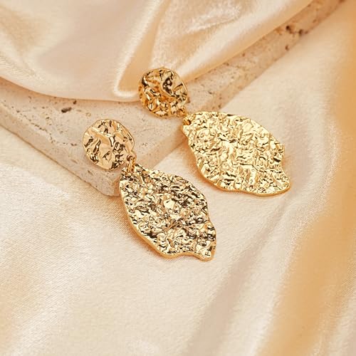 Sylph Large Gold Earrings for Women, Chunky Gold Statement Drop Dangle Earring Maple Leave Ginko Leaf Jewelry Gifts - style: Large Dangle Earrings