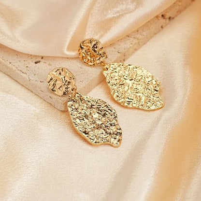 Sylph Large Gold Earrings for Women, Chunky Gold Statement Drop Dangle Earring Maple Leave Ginko Leaf Jewelry Gifts - style: Large Dangle Earrings
