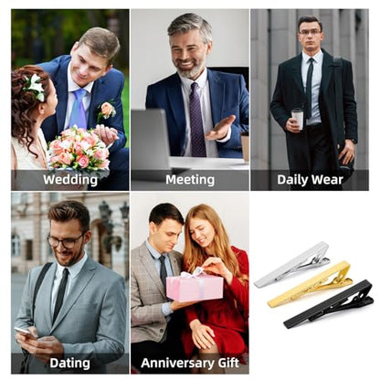 Custom Father Gifts Personalized Tie Clips for Men Custom Tie Bar Clips | Classic Pinch Engraved Text Stainless Steel Tie Bar Dad Personalized Gift Fathers Day - color: GOLD