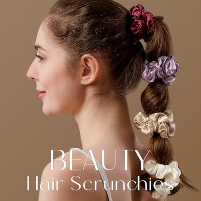 ZIMASILK 100% Pure Mulberry Silk Hair Scrunchies for Women | No Damage - Gentle Elastic Hair Ties for Ponytail Holder - Hair Accessories (3 Pack, Black) - color: Black (3pcs)