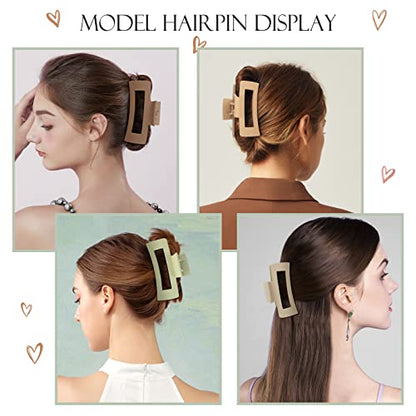 Mandydov 8 Pcs Large Hair Claw Clips 4.1 Inch Non-slip Big Square Matte Claws for Women, Strong Hold Banana Clips for Thick Thin Hair - color: Candy