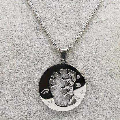 Sun Moon Star Hollow Pendant Box Chain Necklace for Women | Hollow sun moon star design represents companionship, smooth polished, versatile daily jewelry for women - color: silvery