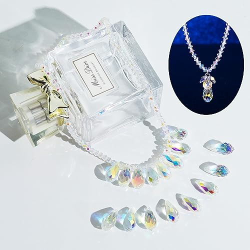 LONGWIN 36pcs AB Teardrop Crystal Beads 10x20mm Waterdrop Faceted Glass Beads for Jewelry Making, DIY Project, Earring, Necklaces, Bracelets - size: 36pcs 10x20mm