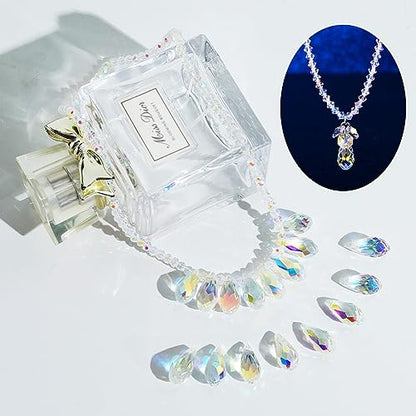 LONGWIN 36pcs AB Teardrop Crystal Beads 10x20mm Waterdrop Faceted Glass Beads for Jewelry Making, DIY Project, Earring, Necklaces, Bracelets - size: 36pcs 10x20mm