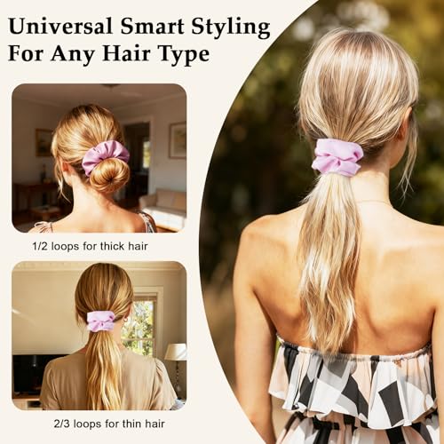 Satin Scrunchies for Women – 8PCS Pink Silk Hair Ties – No Crease, Frizz-Free, Gentle Elastic Hair Bands for Thick & Thin Hair, Soft & Stylish Hair Accessories Gifts - color: Large-Pink