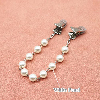 Pearl Sweater Clips Chain Cardigan Brooch Pin