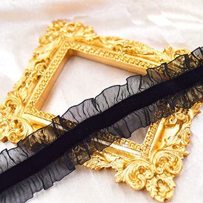 MOMOCAT Lace Choker Necklace for Women Bridal 90s Gothic Tatoo Choker Collar Kawaii Chocker Necklace Flower Ribbon Lolita Accessories - color: Black