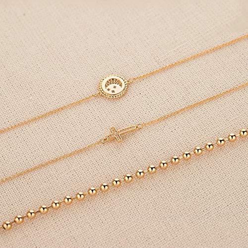 LOYATA Chain Bracelet Gold Link 14K Gold Plated Dainty Pearl Bracelet Simple Jewelry Gift for Women - style: Bead Ball