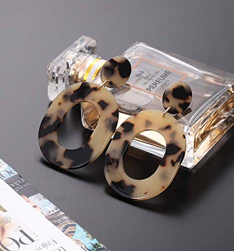 Acrylic Earrings For Women Statement Geometric Earrings Resin Acetate Drop Dangle Earrings Mottled Hoop Earrings Fashion Jewelry - color: A:Leopard