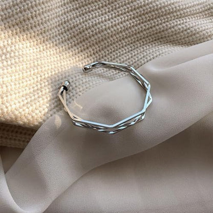 925 Sterling Silver Bracelet Plated Cuff Bangle Bracelet Fashionable Multi-layer Cross Wire Bangle Bracelet Open Adjustable Wide Cuff Bracelet for Teen Girls Fashion Jewelry - color: 18