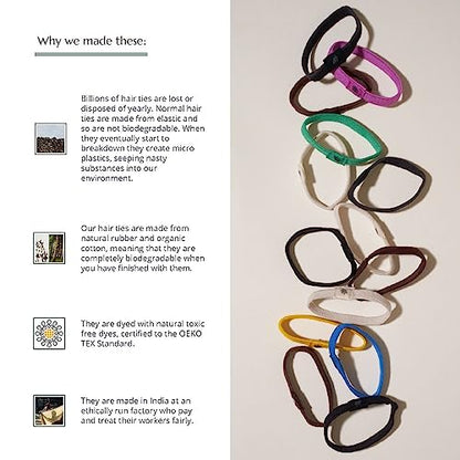 Wild & Stone | Pack of 6 Hair Bands | 100% Biodegradable and Plastic-Free Elastic Hair Ties | 100% Organic Cotton and Natural Plant-Based Rubber | No Crease Ponytail Holder (Blonde) - color: Blonde
