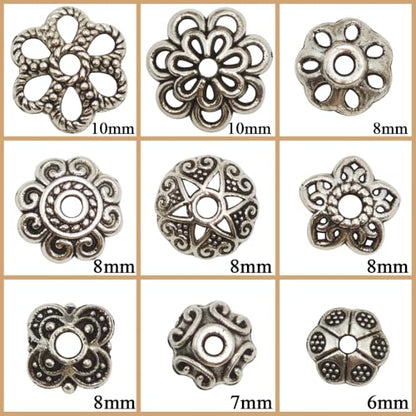 INSPIRELLE 450 Pieces Antique Silver Bead Caps Metal Alloy Filigree Flower Cup Shape Bead for Bracelet Necklace Earring Jewelry Making - color: 450x Bead Caps