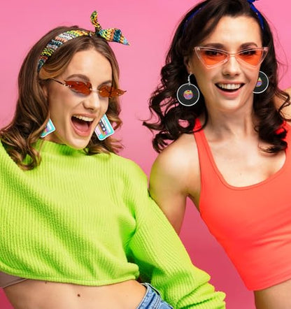 3Pairs 80s Earrings for Women Retro, Retro Cassette Tape Hoop 80s Earrings for Women, Lightweight Acrylic Dangle Earring for Costume & Party (Candy Colors)