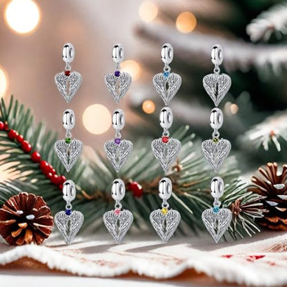 12 Birthstone Guardian Angel Wing Dangle Charm for Pandora Bracelet Women Present - style: Angel wing-May Birthstone