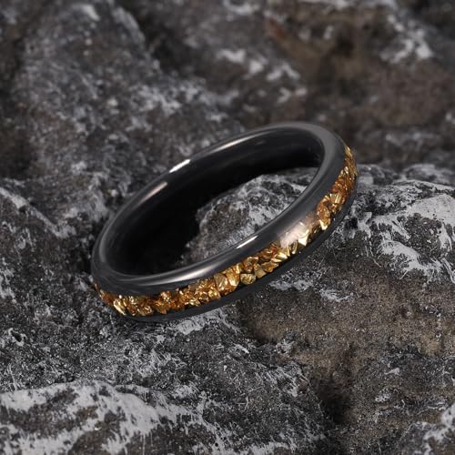NUNCAD Black Tungsten Ring, Men's Wedding Rings with Blue/Amethyst/Galaxy Opal Ring 4mm 8mm Engagement Promise Ring Comfort Fit Size 5-12 - color: Citrine & 4mm