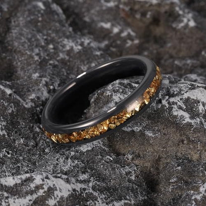 NUNCAD Black Tungsten Ring, Men's Wedding Rings with Blue/Amethyst/Galaxy Opal Ring 4mm 8mm Engagement Promise Ring Comfort Fit Size 5-12 - color: Citrine & 4mm