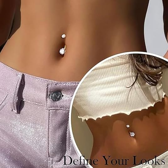 9 Pcs Pearl Belly Button Ring, Gold Belly Rings for Women | CZ Crystal Pearl Opal Belly Piercing Jewelry Surgical Stainless Steel Navel Piercing Rings Curved Barbells for Daily Wear