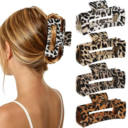 laxizar 4 Pcs Hair Clips 4.1 Inch Claw Clips Leopard Hair Accessories - color: leopard print 4