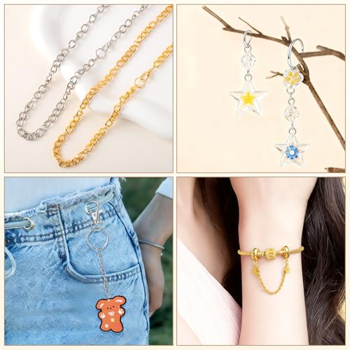 BESARME 1130PCS Keychain Making Kit Jump Rings for Jewelry DIY Key chain Supplies with Keyrings Bulk, Metal Lobster Claw Clasp, Swivel Snap Hook, Extender Chain for Crafts Accessories（Gold and Silver） - color: Gold and Silver