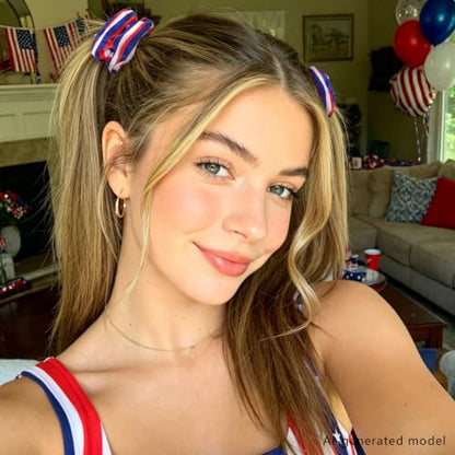 Semato 16 Pcs 4th of July Satin Scrunchies Patriotic Red White Blue Hair Ties Independence Day Ponytail Holders Hair Accessories for Women Girls - color: 4th of july